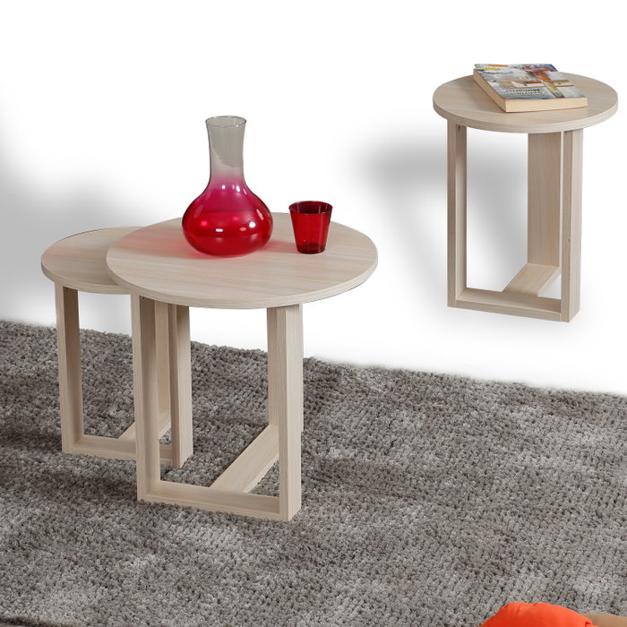 Hanah Home Mira - Oak Mesas Nido de 3 Piezas